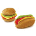 Plush American Cuisine Dog Toys - Hamburger/Hotdog - Plush Hamburger, 4.5"  