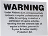 State Equine Liability Signs - Alabama / Florida / Georgia - Georgia Liability Sign  