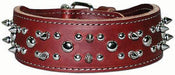 Latigo Spike & Stud Collar, 27" - Burgundy  