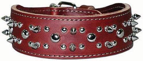 Latigo Protector Spiked, Studded & Jeweled Collar - Latigo Protector Blue Jewel Collars, 1-1/2" x 21"  