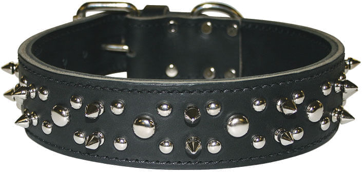 Latigo Spike & Stud Collar, 27" - Black