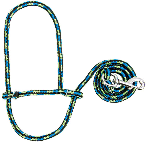 Poly Rope Sheep Halter/Lead with Snap, 52" - Black/Blue/Lime  