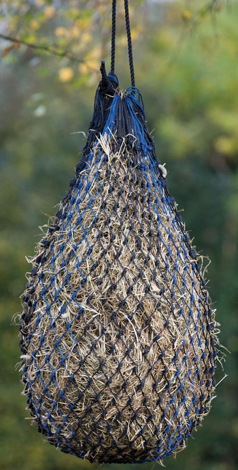 Slow Feed Hay Net - Small Slow Feed Hay Net, Black/Blue  