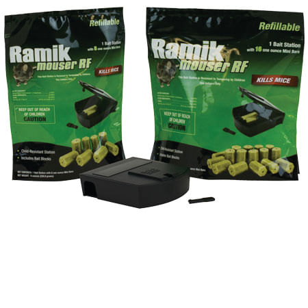 Ramik Mouser Refillable Bait Station - 64 (1oz) Mini Bait Bars, 4 lb pouch  