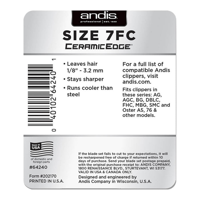 Andis Clipper Detachable Blade #7 FC Ceramic Blade  