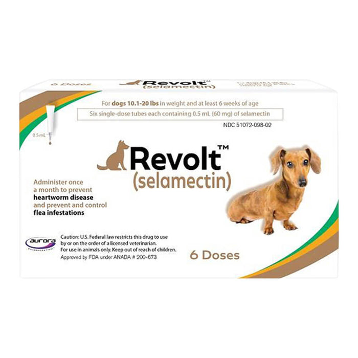 Rx Revolt (selamectin)  Dog 10.1-20 lbs  6pk Size 10.1-20lbs