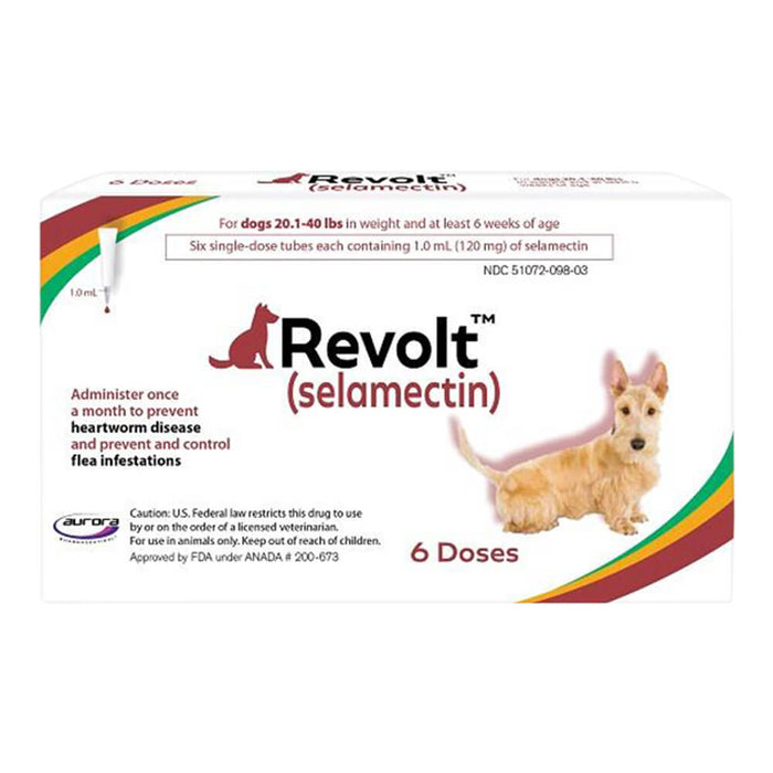 Rx Revolt (selamectin) Dog  20.1-40 lbs  6pk Size 20.1-40lbs