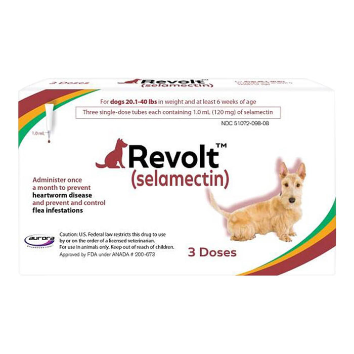 Rx Revolt (selamectin)  Dog 20.1-40 lbs  3pk Size 20.1-40lbs