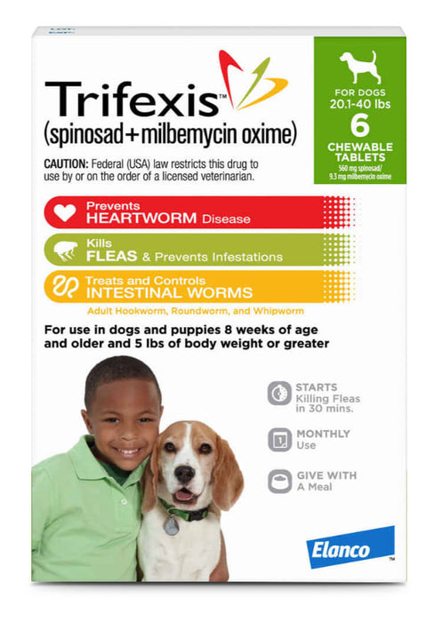 Trifexis for Dogs, 6 Chewable Tablets - Trifexis for 20.1-40 lb Dogs  