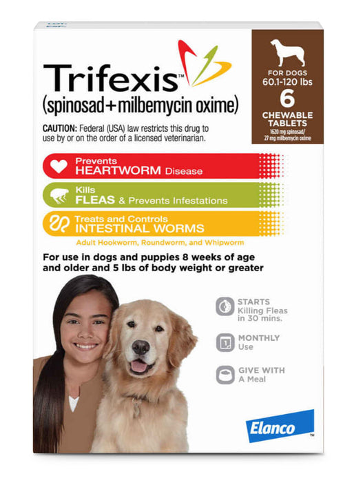 Trifexis for Dogs, 6 Chewable Tablets - Trifexis for 60.1-120 lb Dogs  