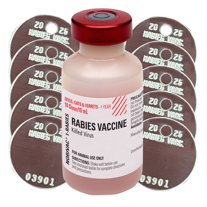 Rx Nobivac 1 Rabies Vaccine, 1 x 10ml Vial Kit with Tags