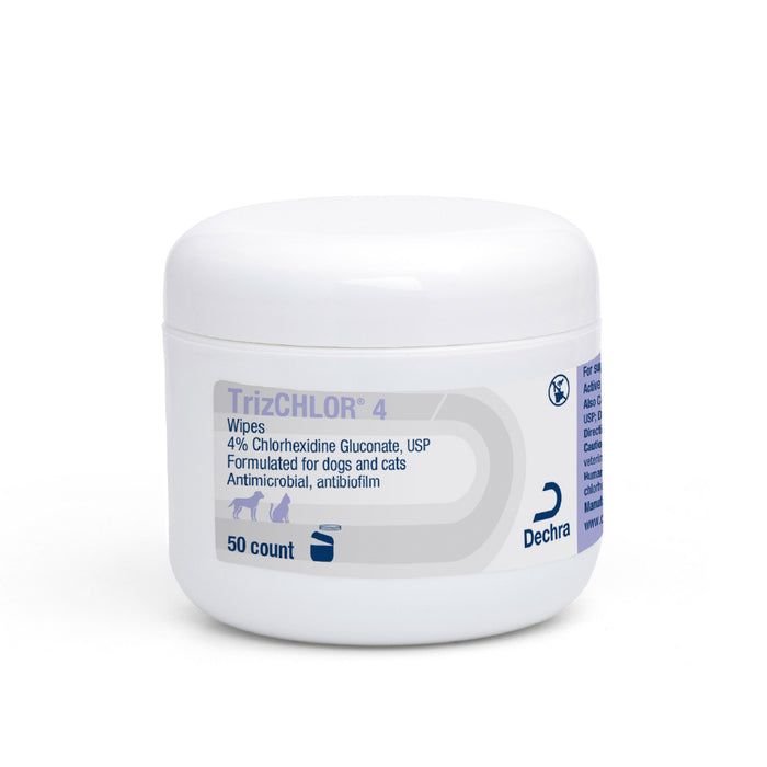 TrizCHLOR 4 Wipes – Antimicrobial Skin Care for Dogs & Cats, 50 ct