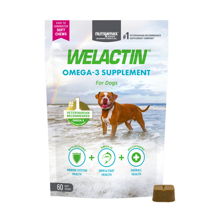Nutramax Welactin Daily Omega-3 Supplement For Dogs, 60 Soft Chews