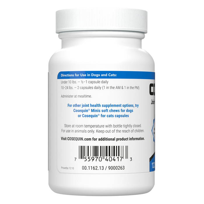 Suplemento para la salud de las articulaciones de Nutramax Cosequin de potencia regular para gatos y perros pequeños, con glucosamina y condroitina