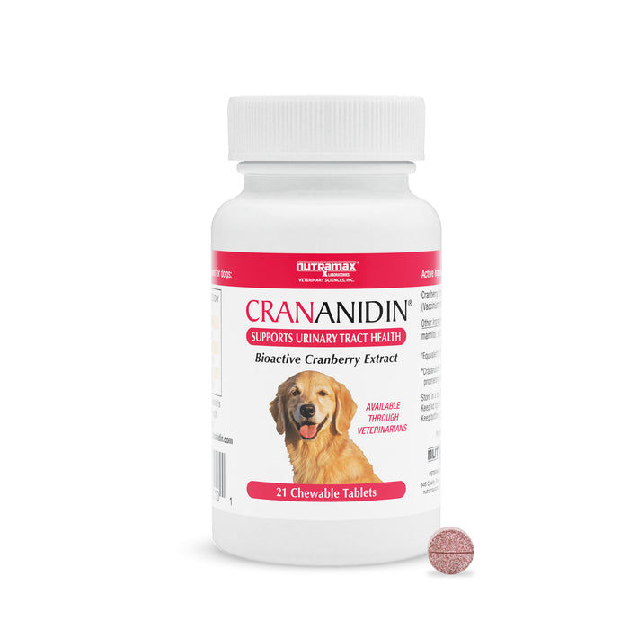 Suplemento para la salud del tracto urinario de perros con extracto de arándano rojo Crananidin de Nutramax, 75 comprimidos masticables