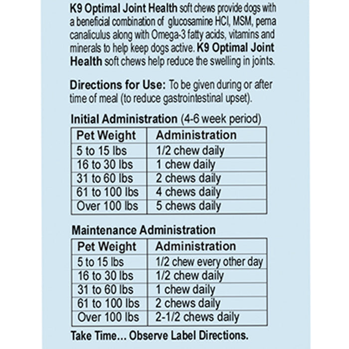 K9 Optimal Joint Health Soft Chew Size 240 ct