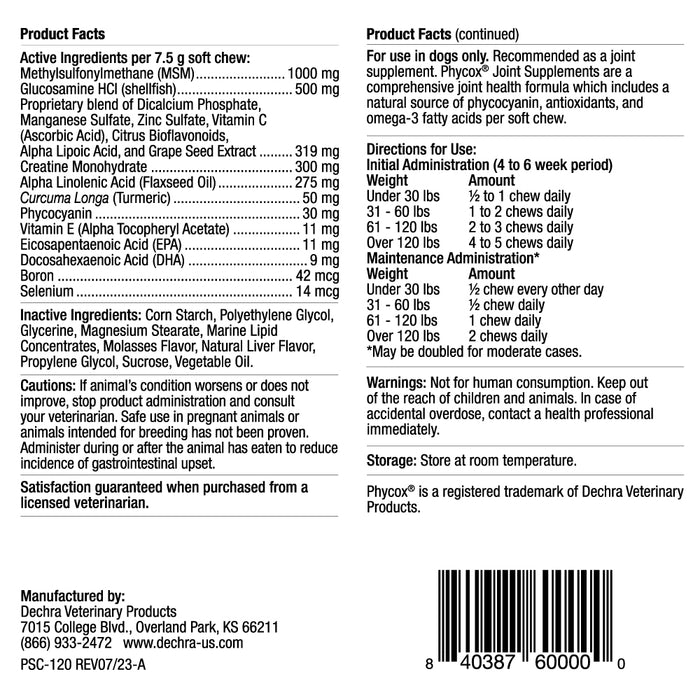 Masticables blandos para el apoyo de las articulaciones caninas Phycox