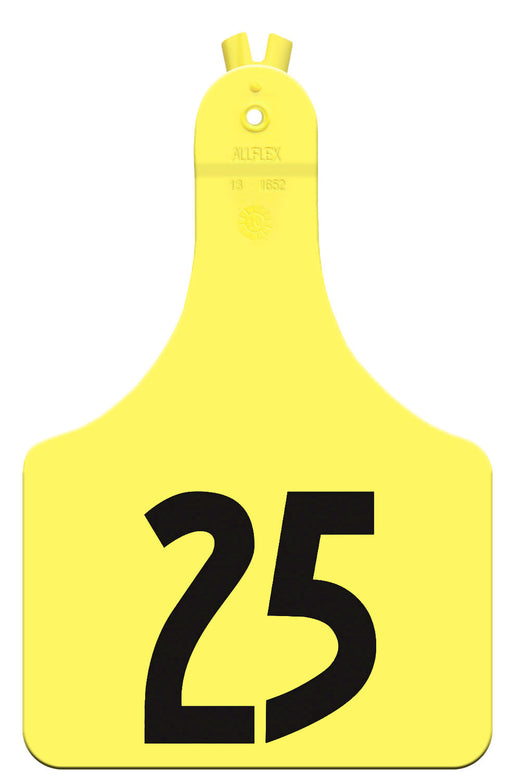 Allflex ATag Numbered Ear Tags (Cow), 25 count - Yellow 26-50 