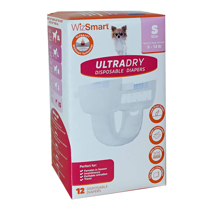 WizSmart UltraDry Disposable Diapers, 12ct Size Small