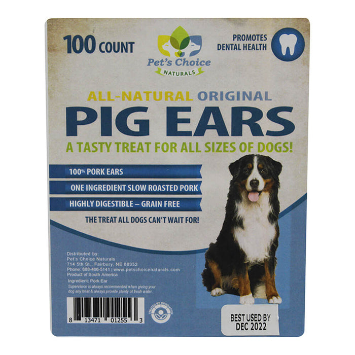 Pet's Choice Plain Pig Ears - 100 Count  