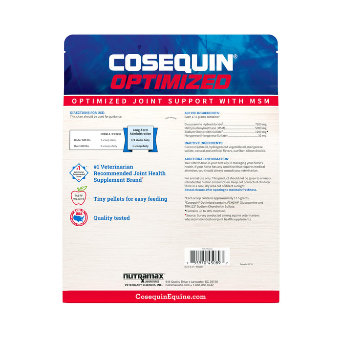 Nutramax Cosequin Optimized Pellets with MSM Joint Health Supplement for Horses, 1400 Grams