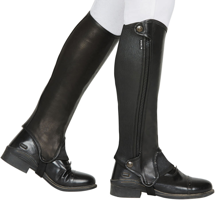 Dublin Evolution Side Zip Half Chaps, Black - Medium/Tall  