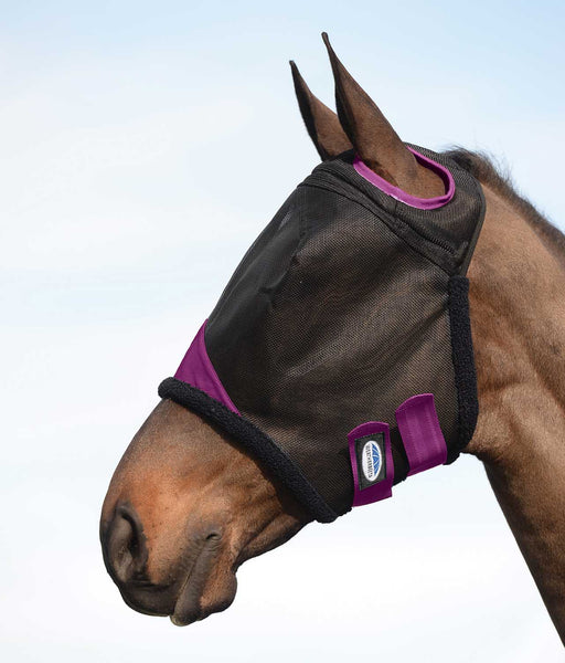 ComFITec Durable Mesh Fly Mask, Black/Purple - Warmblood  