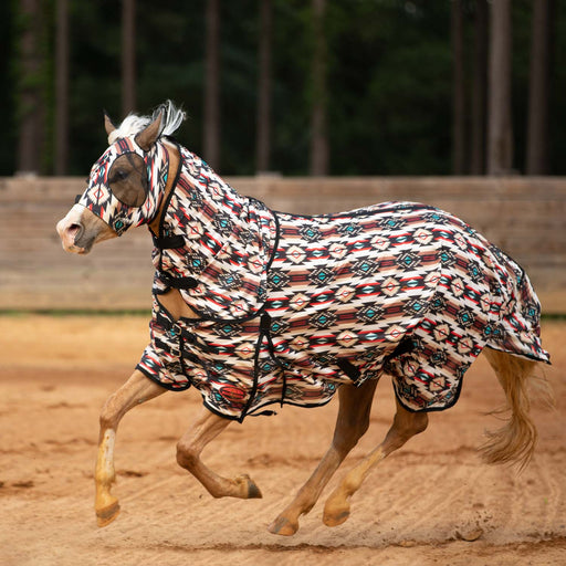 WeatherBeeta ComFITec Essential Mesh II Combo Neck Fly Sheet, Diamond Navajo - White/Black 84 in 