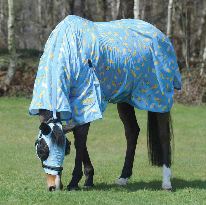 WeatherBeeta ComFITec Essential Mesh II Combo Neck Horse Fly Sheet - Seahorse 66 in 