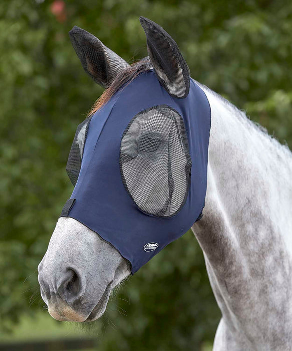 WeatherBeeta Mule Deluxe Stretch Bug Eye Saver Fly Mask w/Ears - Navy  