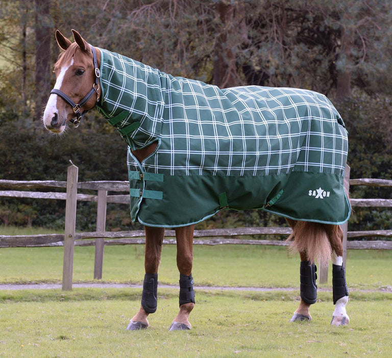 Saxon Defiant 1200D Combo Neck Medium Weight Horse Turnout, Hunter Green Plaid - 84 in  