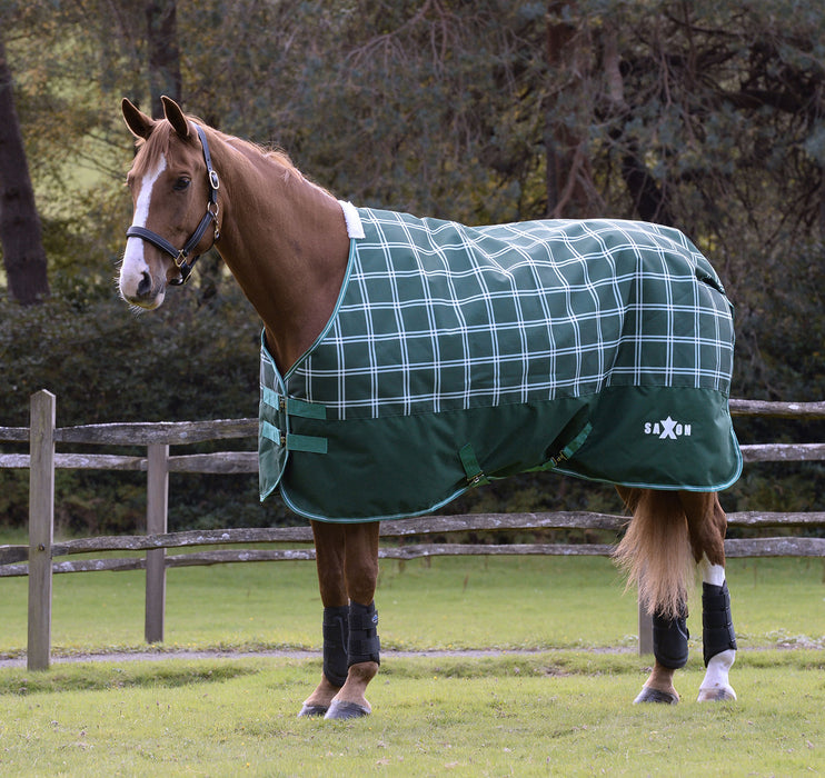 Saxon Defiant 1200D Standard Neck Horse Turnout, Medium, Hunter Green Plaid - 84 in  