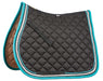 Roma All-Purpose Crescent English Saddle Pad - Black/Gray/Turquoise  