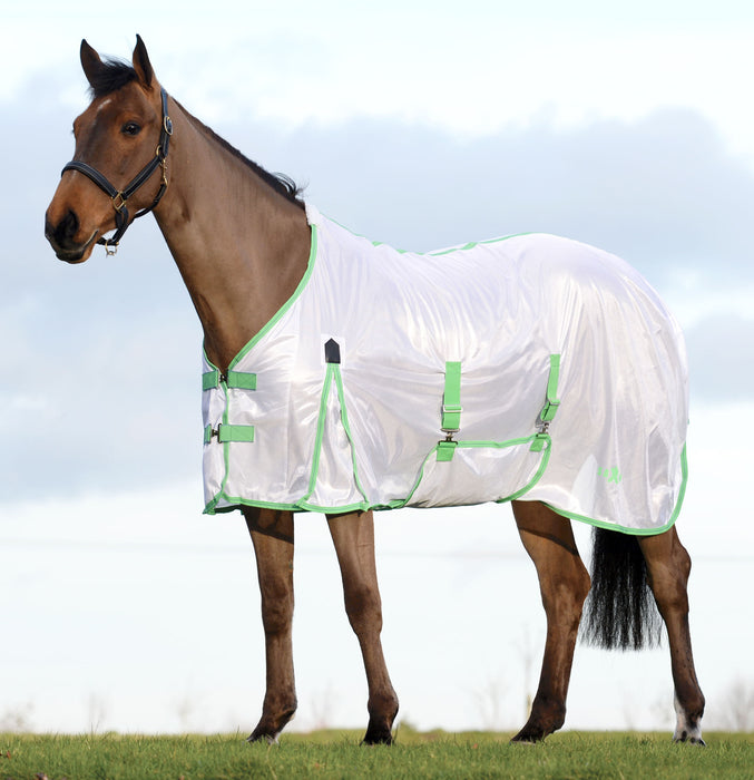 Saxon Standard Neck Mesh Fly Sheet - White/Mint/Blue 75 in 