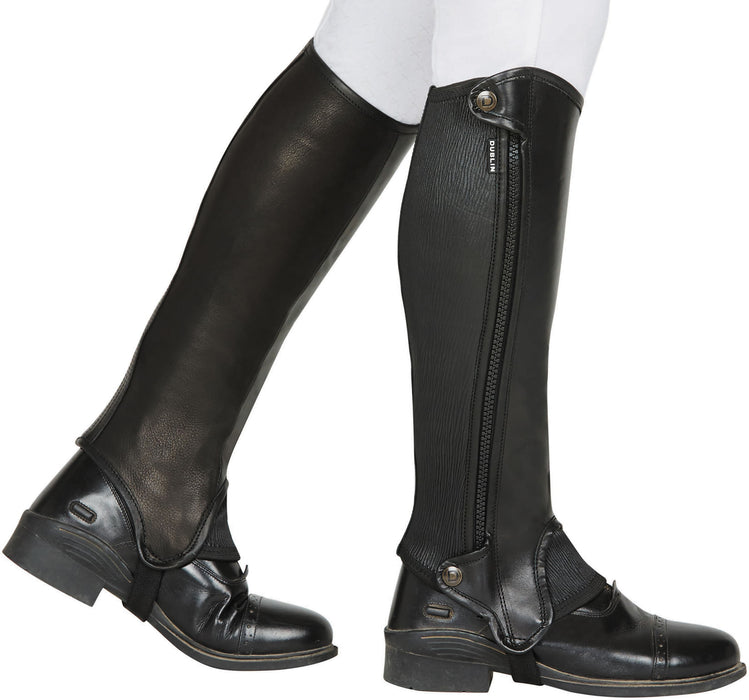 Dublin Evolution Side Zip Half Chaps, Black - Large/Tall  