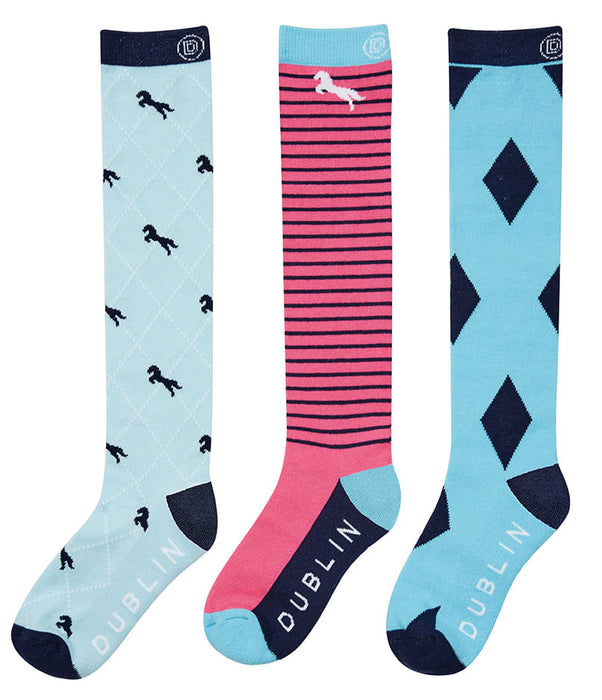 Dublin Rosa 3-Pack Socks - Multi Blue  