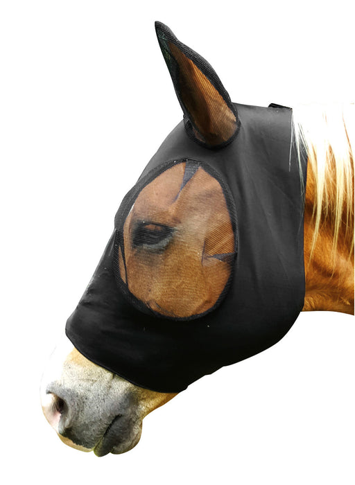 Lycra Fly Mask with Ears for Horses - Black Cob 