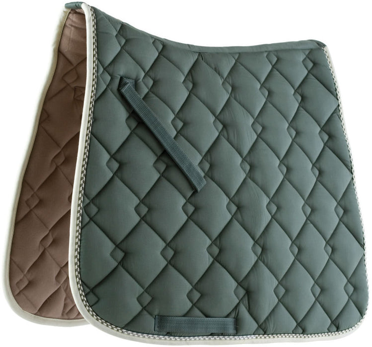 Roma Ecole Double Diamond Dressage Saddle Pad - Sage/Cream  