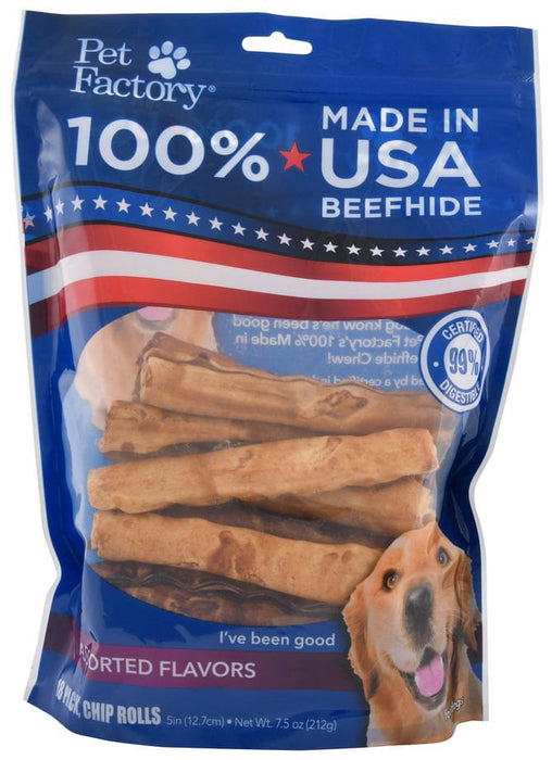 100% American Beefhide, Assorted Beef & Chicken Flavors, 18 - pk, 5' - Jeffers - Dog Supplies > Dog Treats