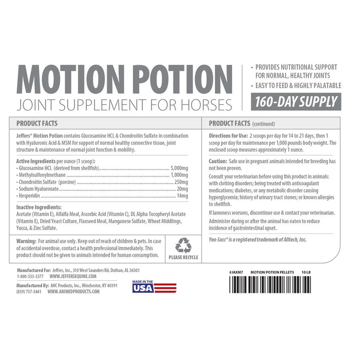 Jeffers Motion Potion Pellets Joint Supplement for Horses