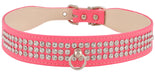 Faux Leather Dog Collar with Rhinestones - Pink 22 in 