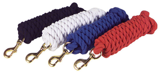 Colorful Cotton Lead Ropes w/Brass Bolt Snap, 10' L - White  