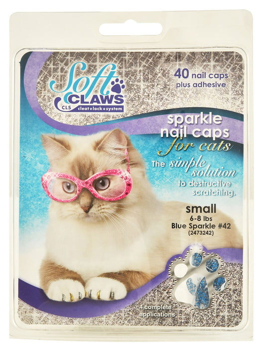 The Original Soft Paws - Nail Cap Kit for Cats - Blue Sparkle Medium 