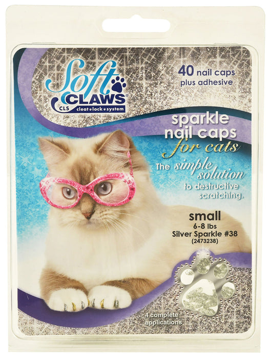 The Original Soft Paws - Nail Cap Kit for Cats - Silver Sparkle Medium 