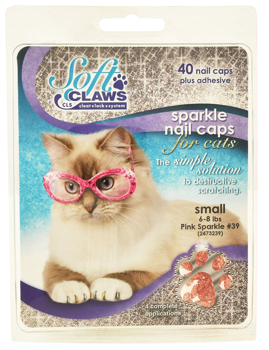 The Original Soft Paws - Nail Cap Kit for Cats - Pink Sparkle Small 