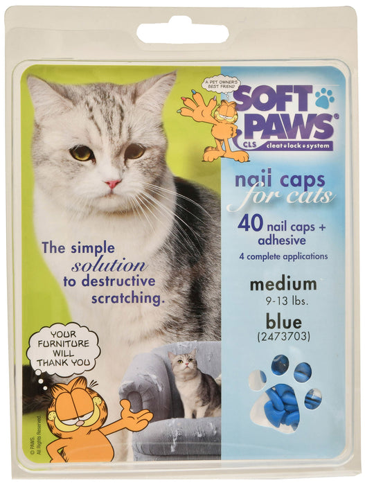 The Original Soft Paws - Nail Cap Kit for Cats - Blue Medium 