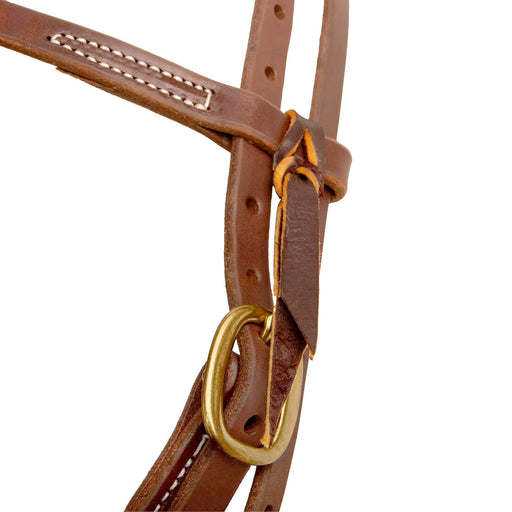 Poplar Head Saddlery Oiled Harness Leather Browband Headstall w/ Waterloop Ends - Brown  