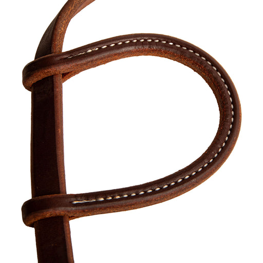 Poplar Head Saddlery Oiled Harness Leather One Ear Headstall with Easy-Change Slot Ends - Brown  