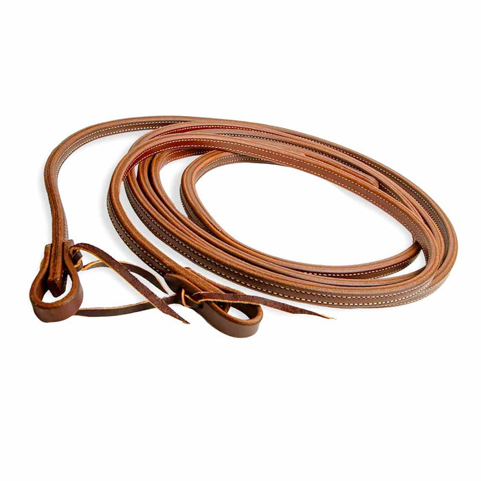 Poplar Head Saddlery Oiled Doubled & Stitched Harness Leather Split Reins, 5/8" x 8' - Brown  