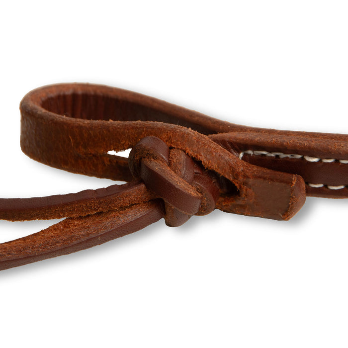 Poplar Head Saddlery Oiled Harness Leather Pineapple Knot Roping Rein, 5/8" x 7' - Brown  